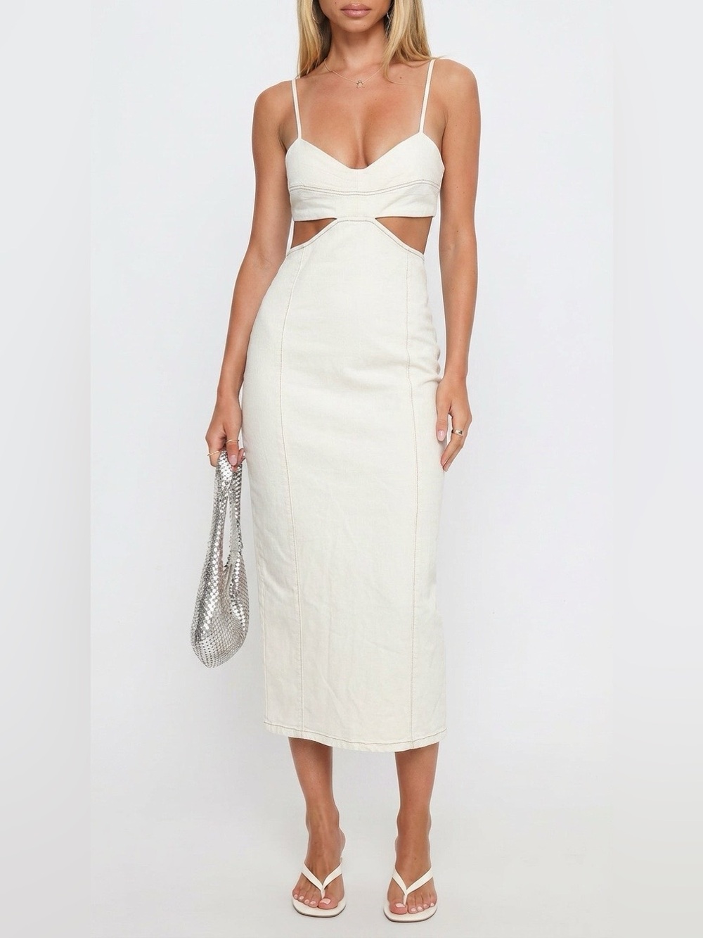 Zara White Cut-Out Midi Dress – NWT – Size L